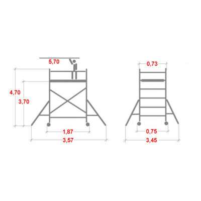 Rusztowanie aluminiowe jezdne Faraone Compact XS (0,75x1,80m) wys. rob. 5,70m